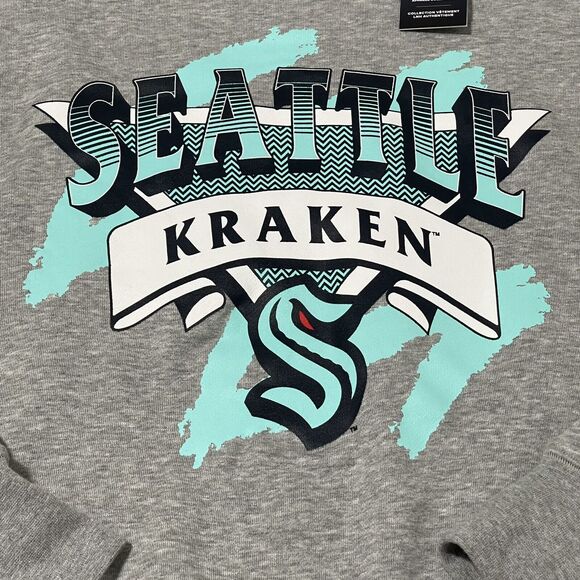 Seattle Kraken Sweatshirt Mens XL Gray adidas Reverse Retro Vintage Crewneck NEW - Picture 2 of 12